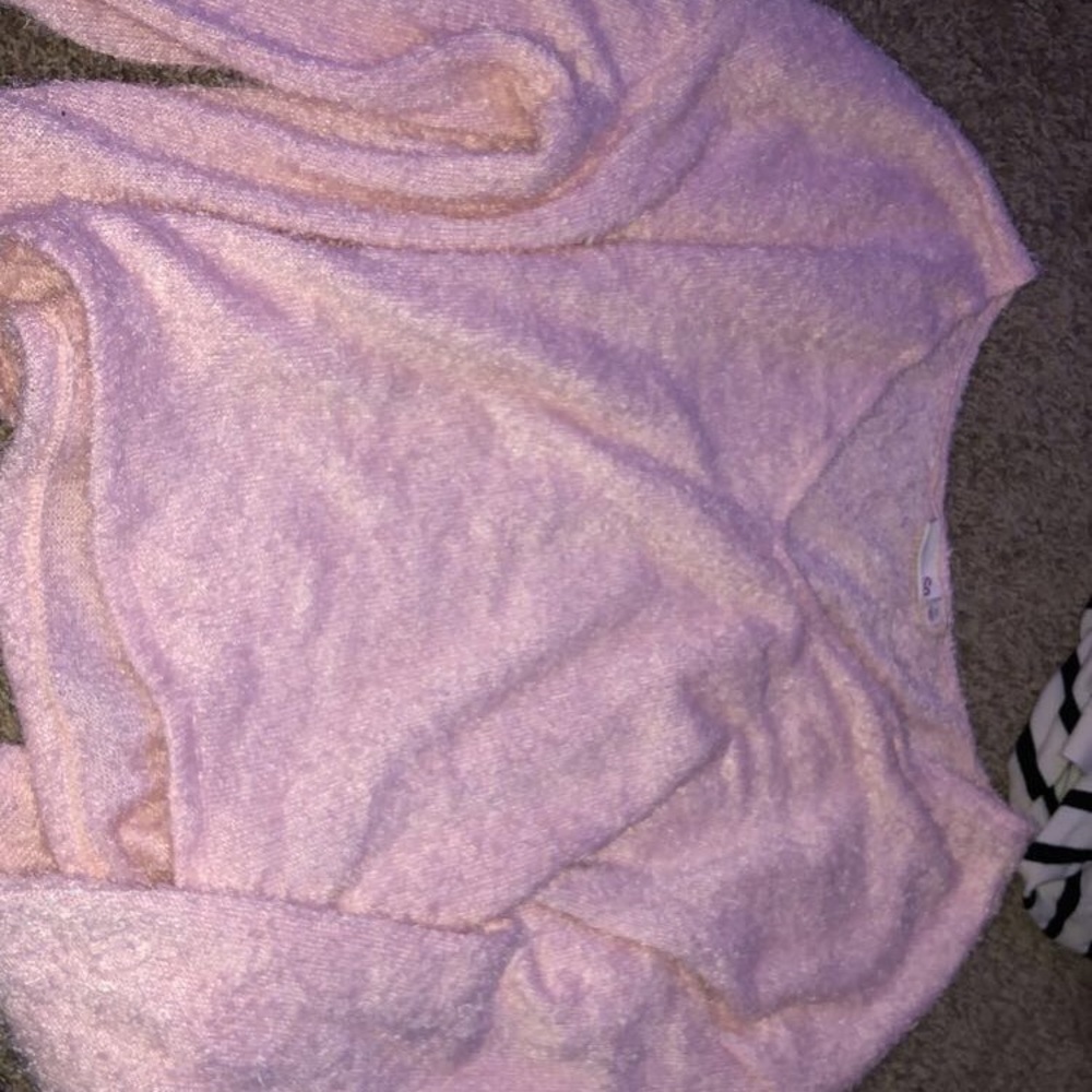 pink fuzzy sweater